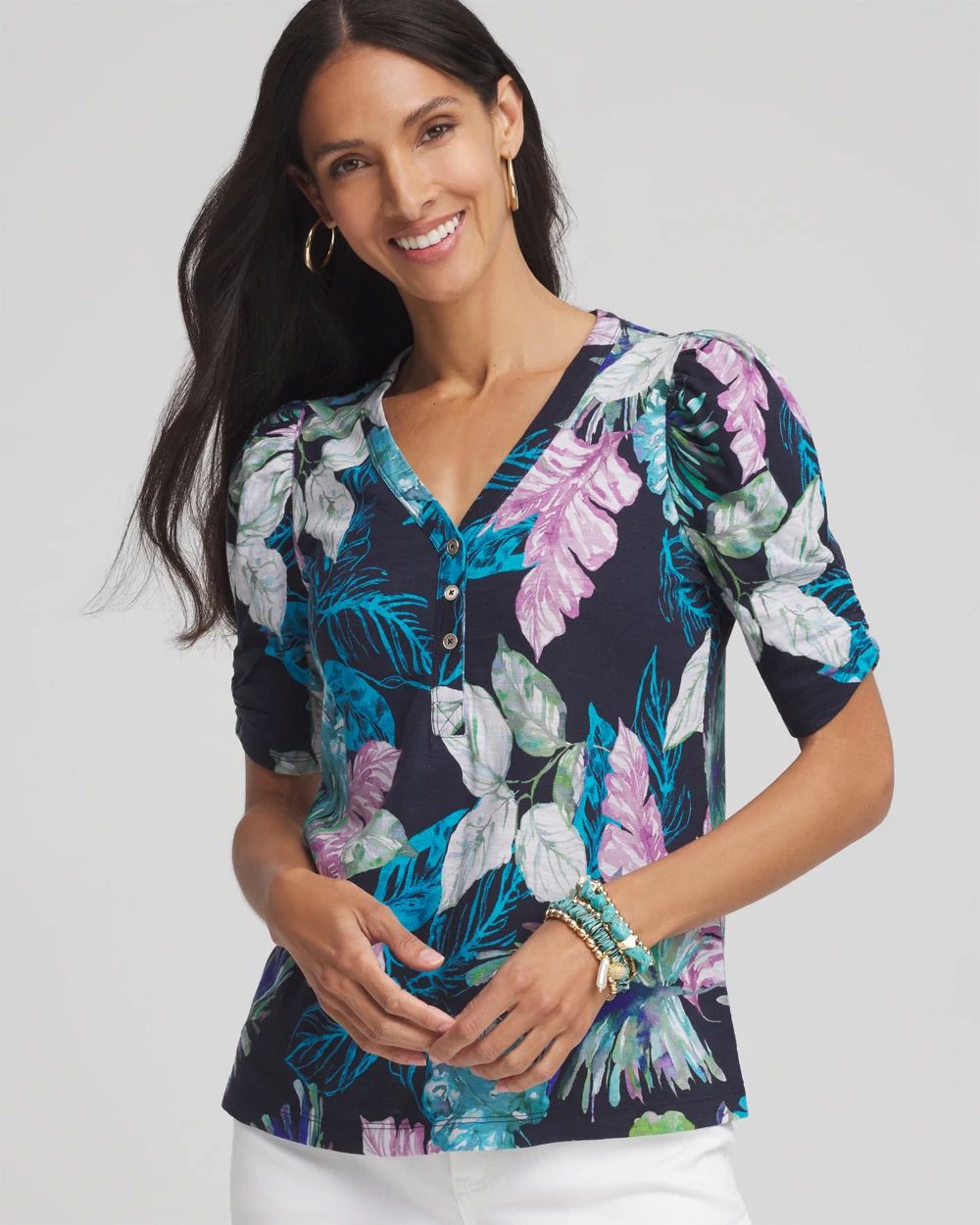 Rayon Leopard Print Short Sleeve V-Neck Hi-Lo Hem Top (Sm